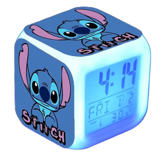 Disney Cartoon Lilo Stitch Alarm Clock Toy Growing Led Color